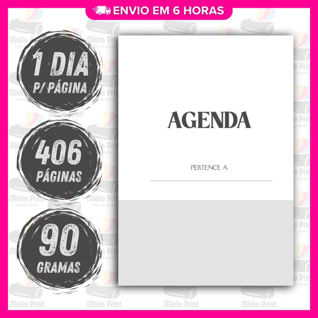Kit 3 Unid. Miolo Impresso Agenda Neutra 1DPP 2026 | Tamanho A5 | Papel 90gr