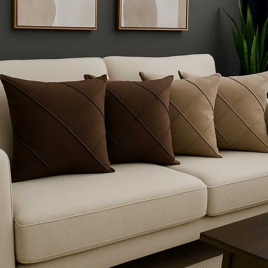 Kit 4 Capas de Almofadas 45x45cm  Drapeadas em  Suede