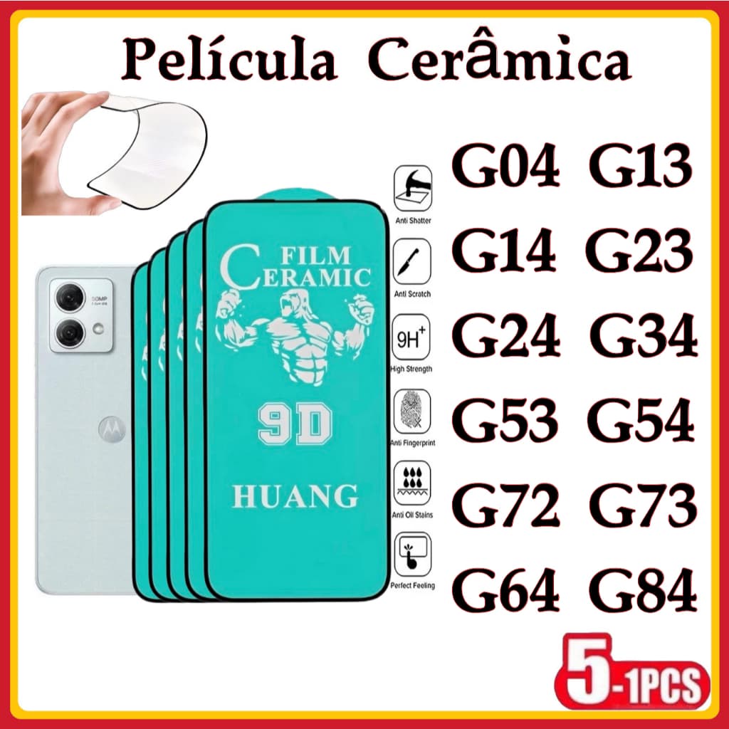 Película Cerâmica 9D Motorola Gel Hidrogel Flexível G04 G13 G14 G23 G24 G34 G53 G54 G72 G73 G64 G84