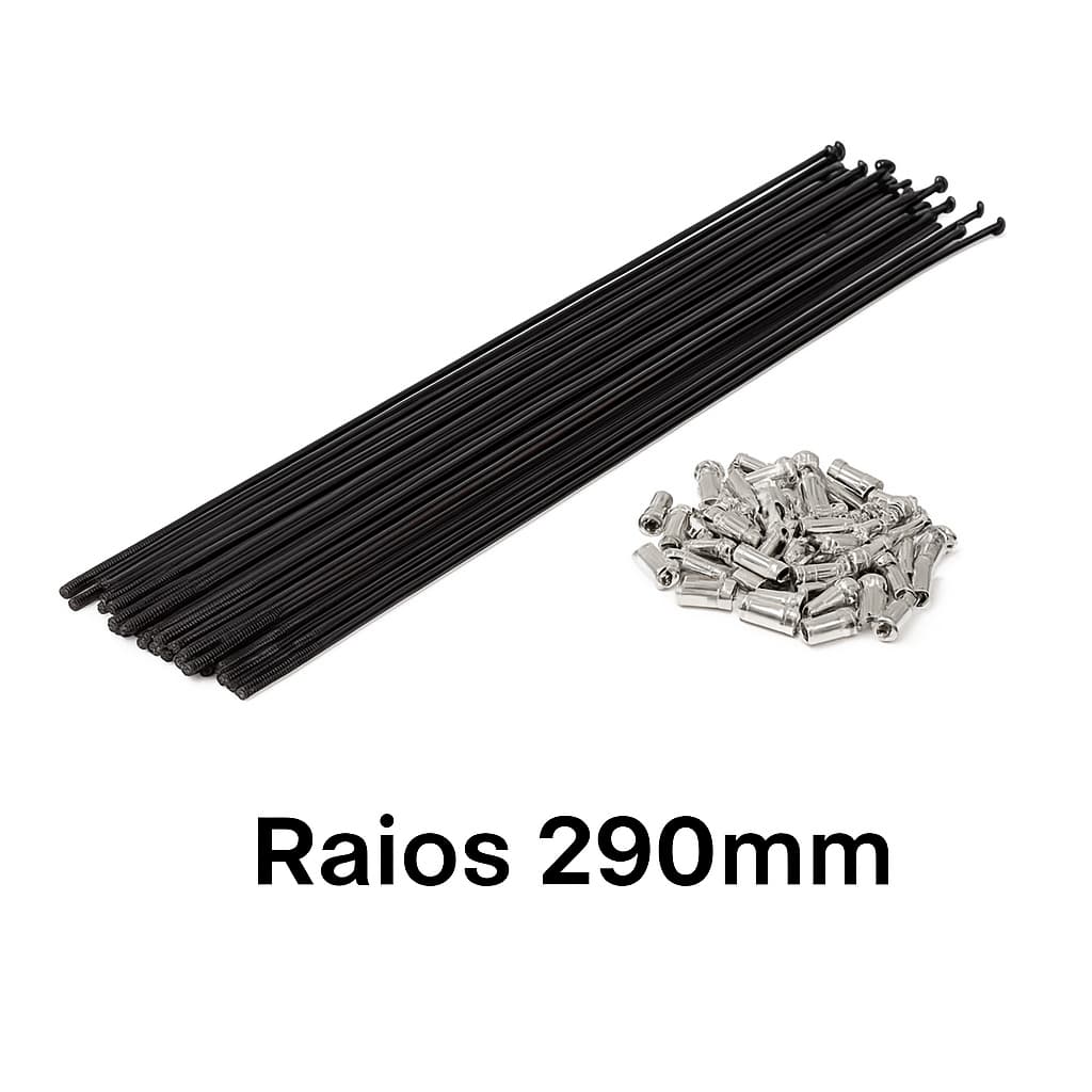 Raio Roda Bike Aro 29 290 x 2.0mm Cor Preta Raiação Fina Quantidade 36 ou 72  Com Niple Prata