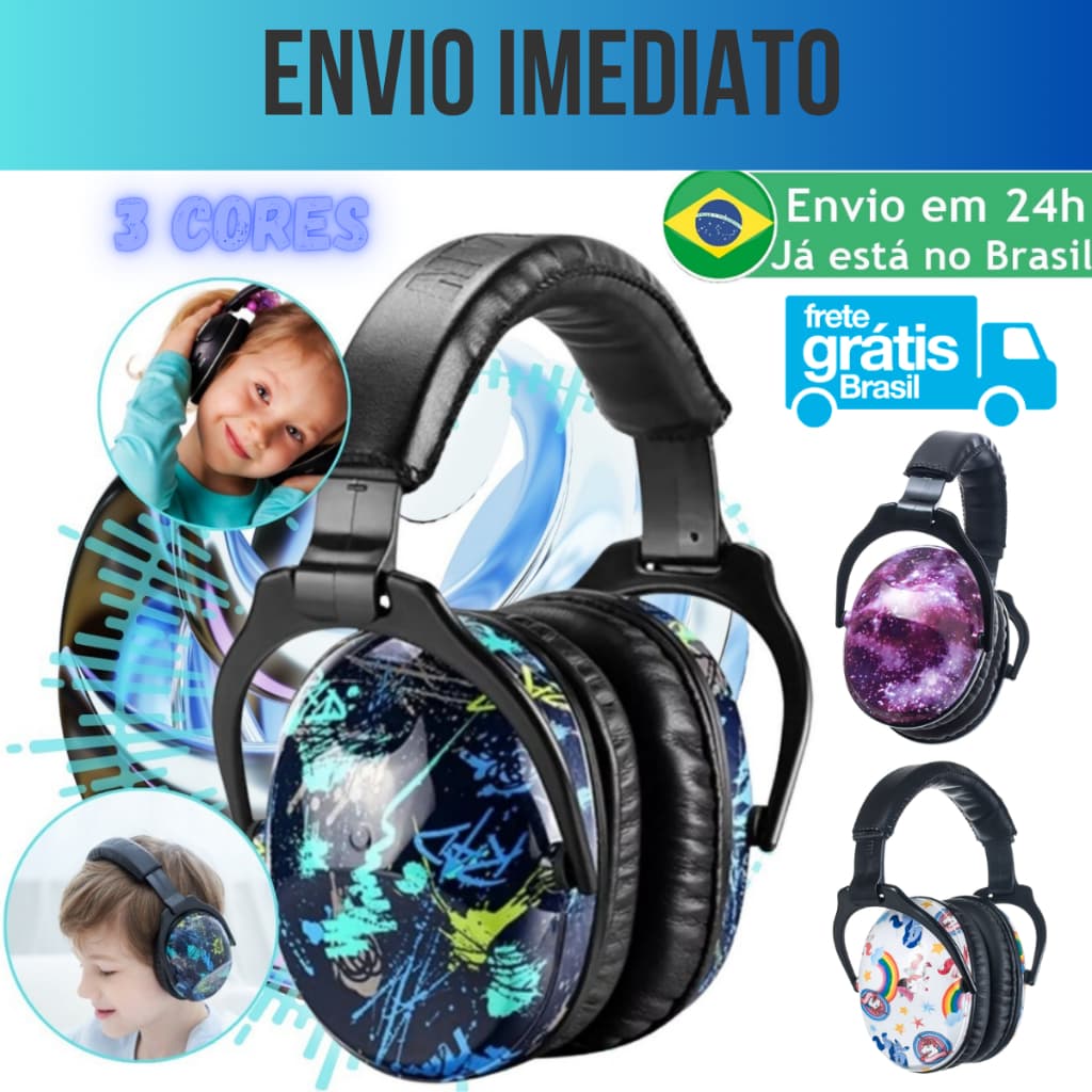 Fone Abafador Protetor De Som Ruído Barulho P/ Criança Infantil Bebê Hipersensibilidade Autismo TDAH