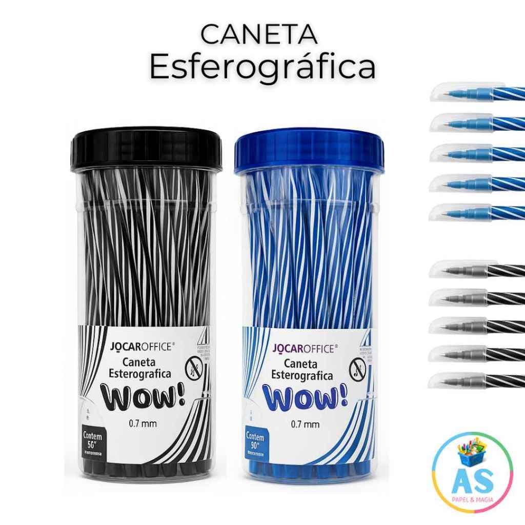 Caneta Esferografica 0.7 Wow Fun Azul e Preta Kit Canetas Coloridas