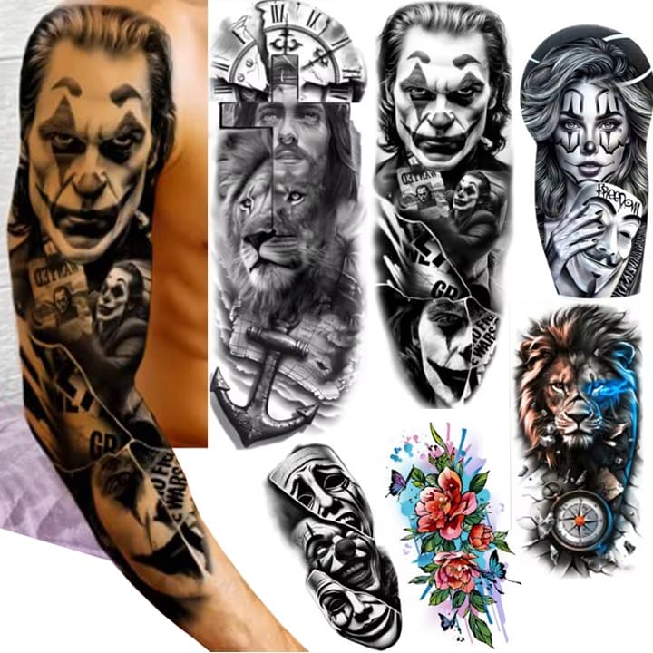 Tatuagem Temporaria Novas Lançamento 2025 2026 Crucifixo Coringa Arlequina Boca Mascaras Cartas Prova D agua Falsa Fake
