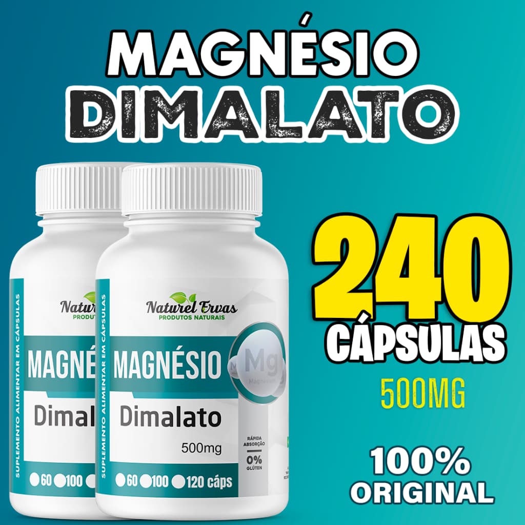 Suplemento Magnésio Dimalato Puro 120 Capsulas 100% Original 500mg