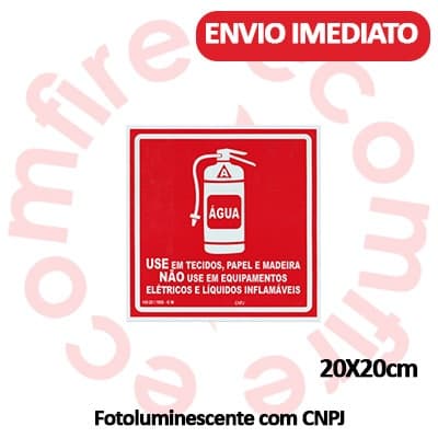 Placa de Sinalização de Emergência E5 Extintor Agua Equipamentos de Incêndio Fotoluminescente