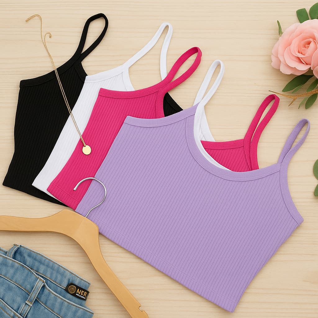 Kit 4 Top Feminino Regata Alcinha Canelado