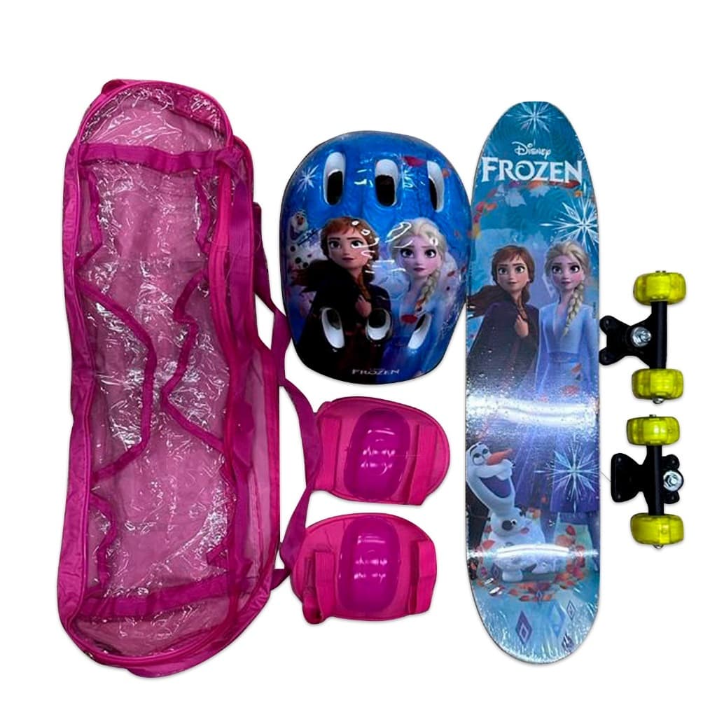 Skate Menina Frozen Infantil Rodas Com Led Com Protecao Até 45KG