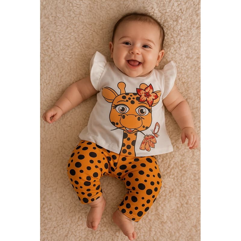 Conjunto  Bebê Camiseta e Short  Estampada Roupa Infantil Menina