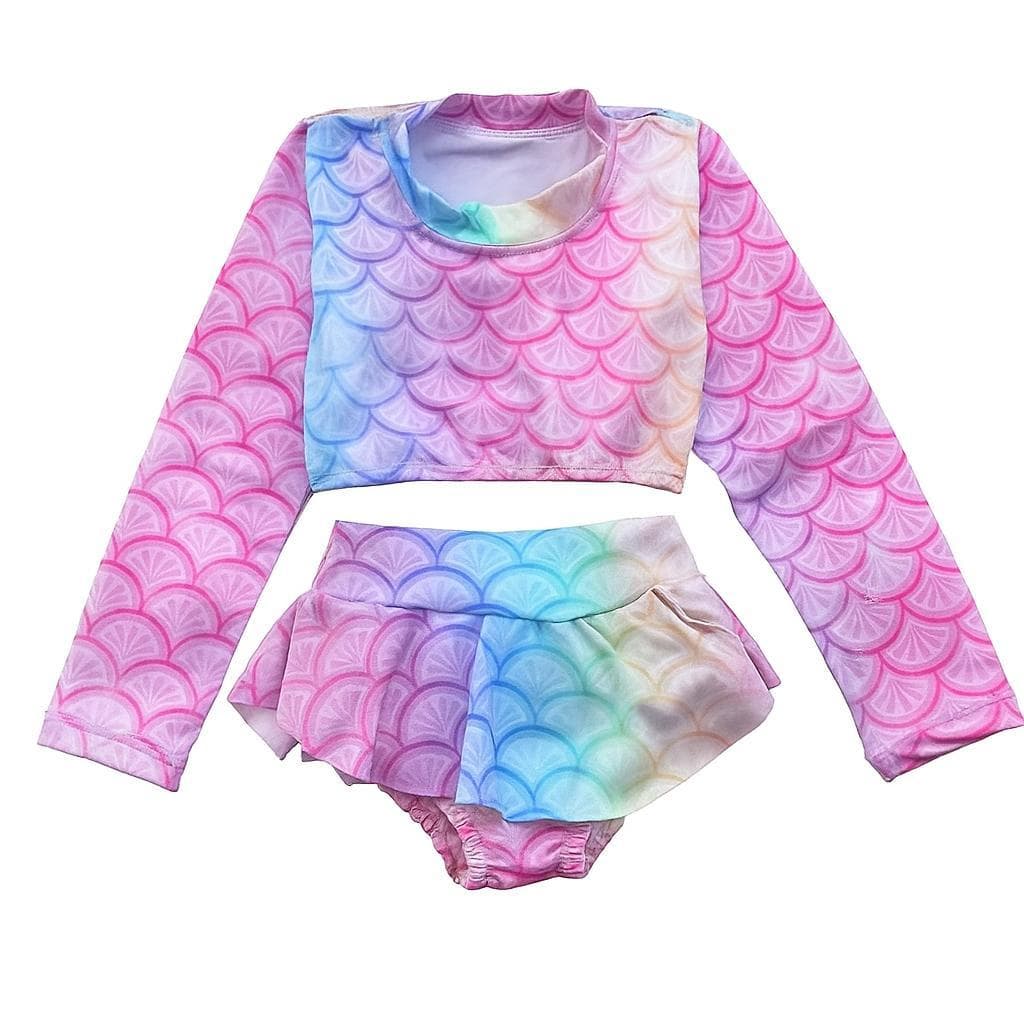 Biquíni Infantil Manga Longa Calcinha de Babado