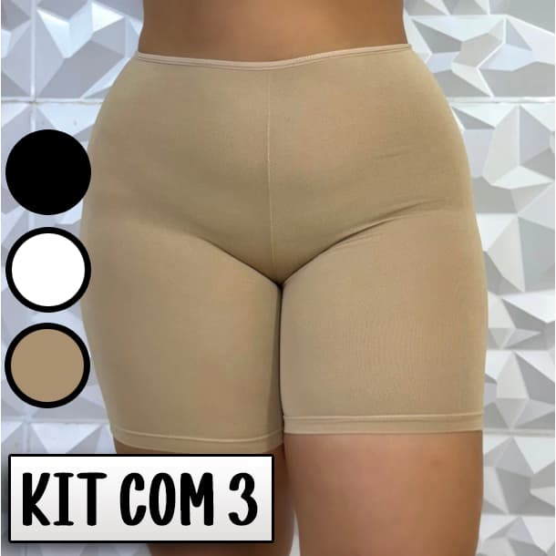 Kit 3 SHORT PLUS SIZE SEGUNDA PELE Anagua Confortavel