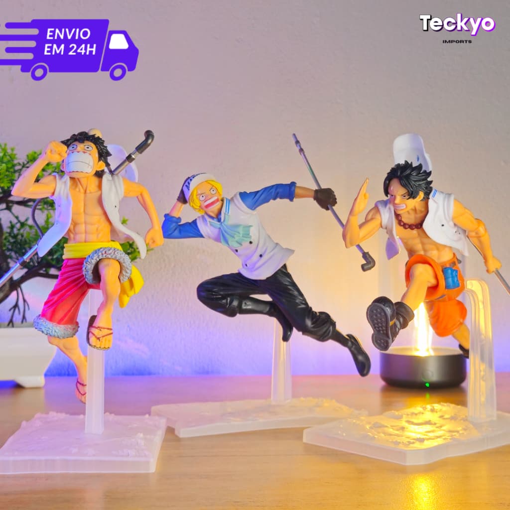 Boneco do Luffy Ace Sabo One Piece Action Figure Anime Colecionavel Presente Monkey D Luffy Run