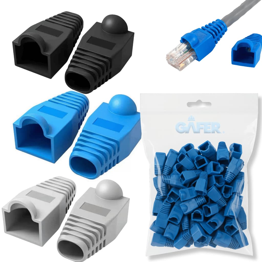 Kit Capa Protetora RJ45 Cabo de Rede Anti Poeira e Quebra 10,20,50 e 100 Unidades Azul,Preto, Branco