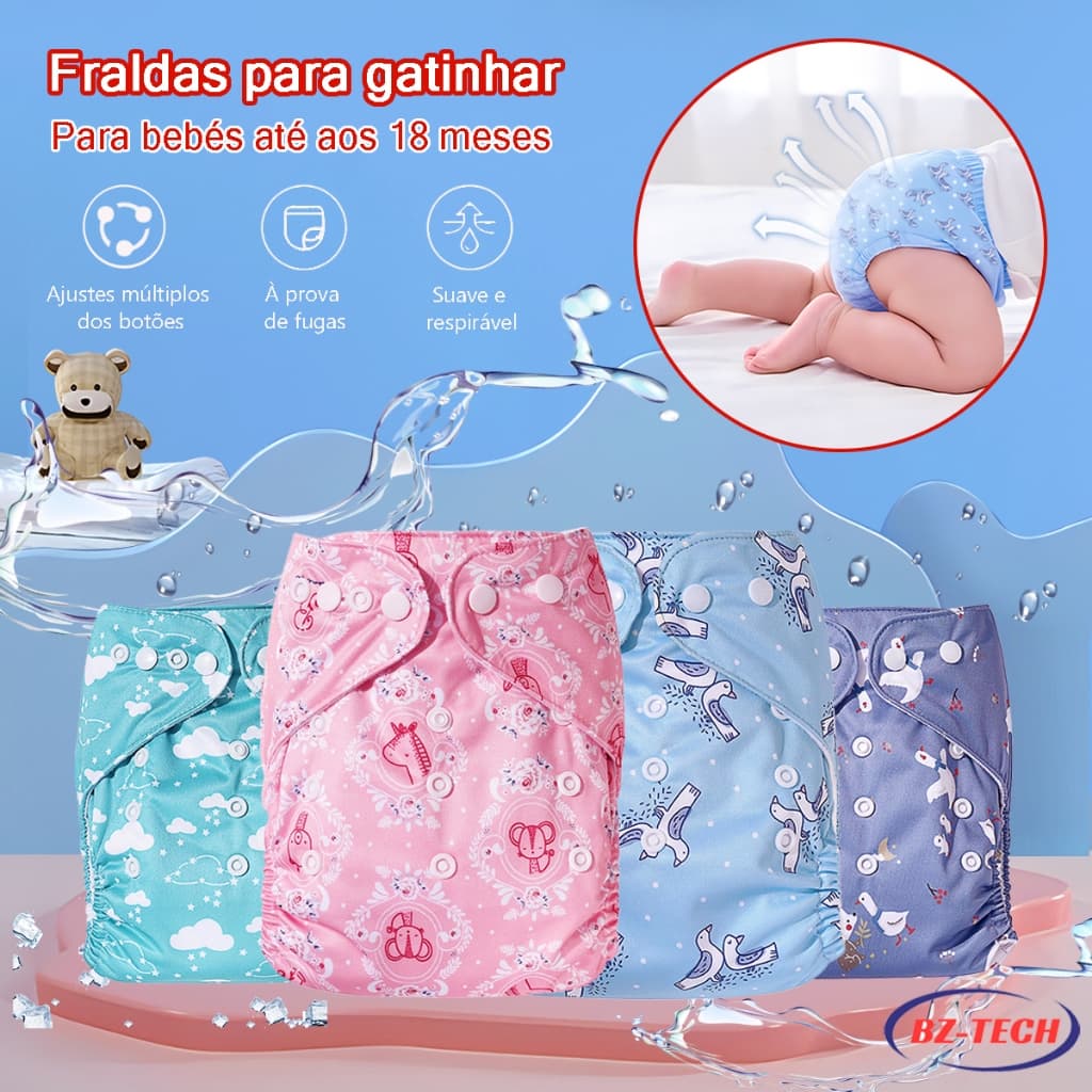 Fralda Ecológica Reutilizável Ajustável Para Bebês Impermeável Conforto E Sustentabilidade Crianças