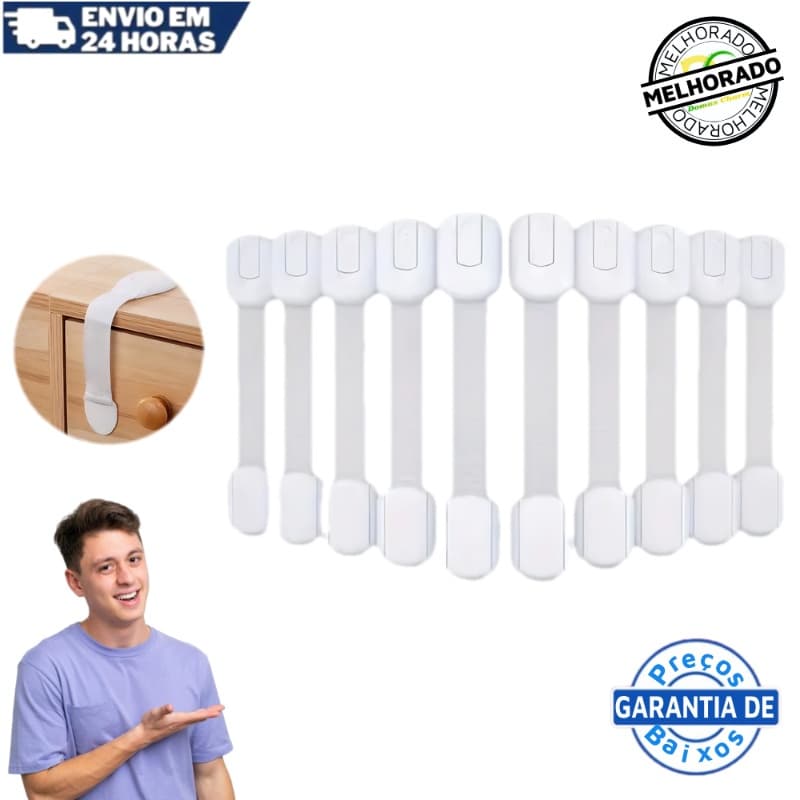 Kit 10 Und Trava Gaveta Armario Segurança Protetor Protecao Bebe Branco