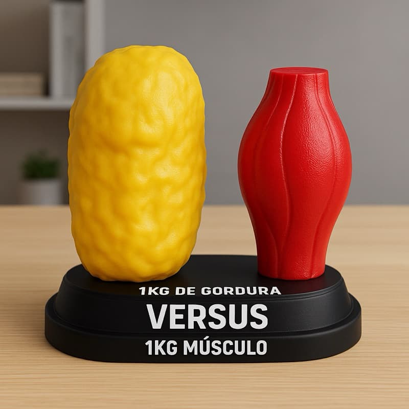 Kit Modelos representativos 1 kg de gordura vs 1 kg de músculo. Academia, medicina, saúde, educação