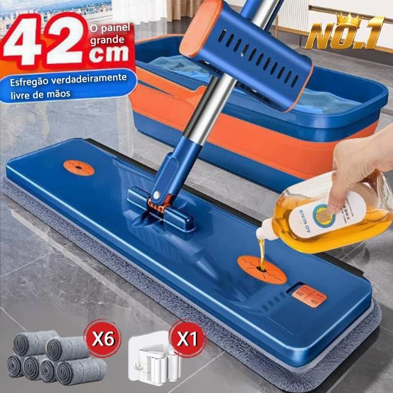 Kit de Limpeza 9 em 1: Esfregão + Balde Dobrável com Microfibra e Raspador -S10