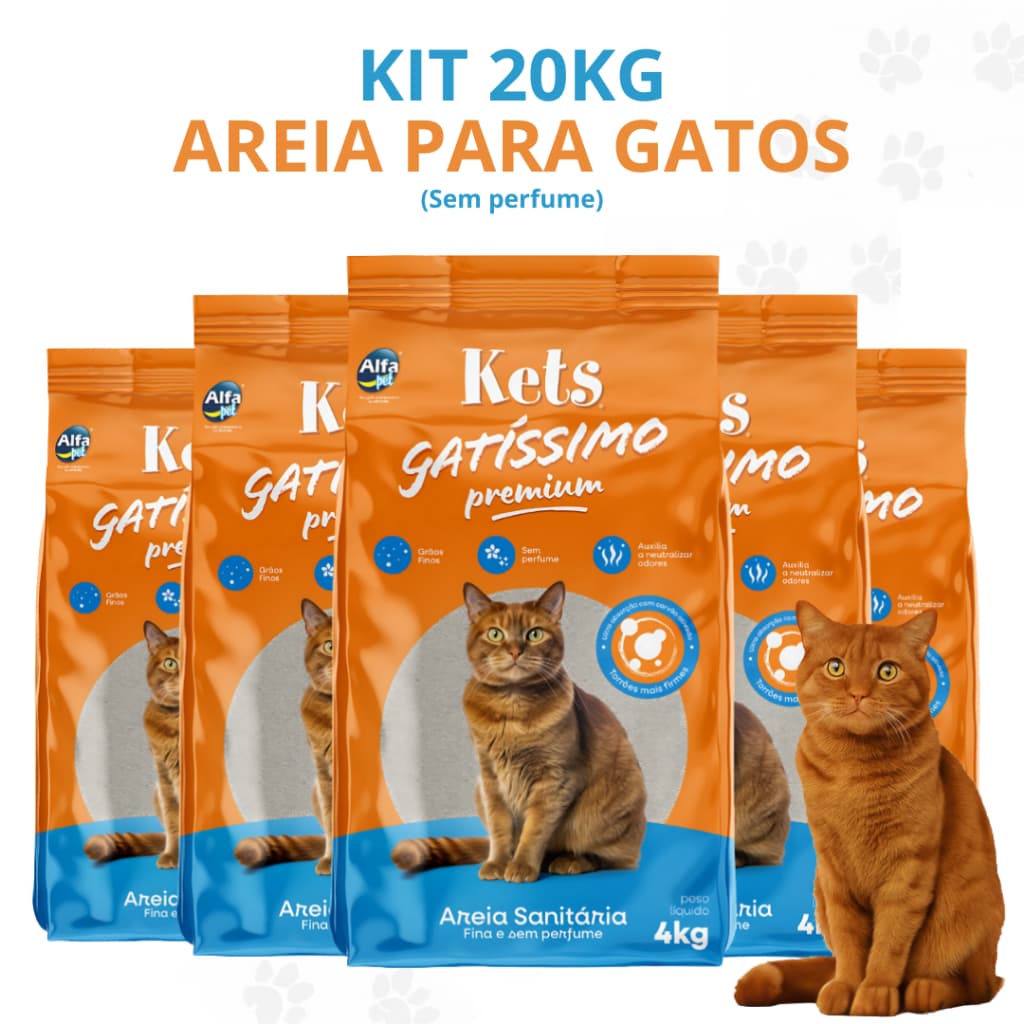 Areia Sanitária Higiênica Para Gatos Sem Perfume Kets Gatíssimo Pacote 4Kg