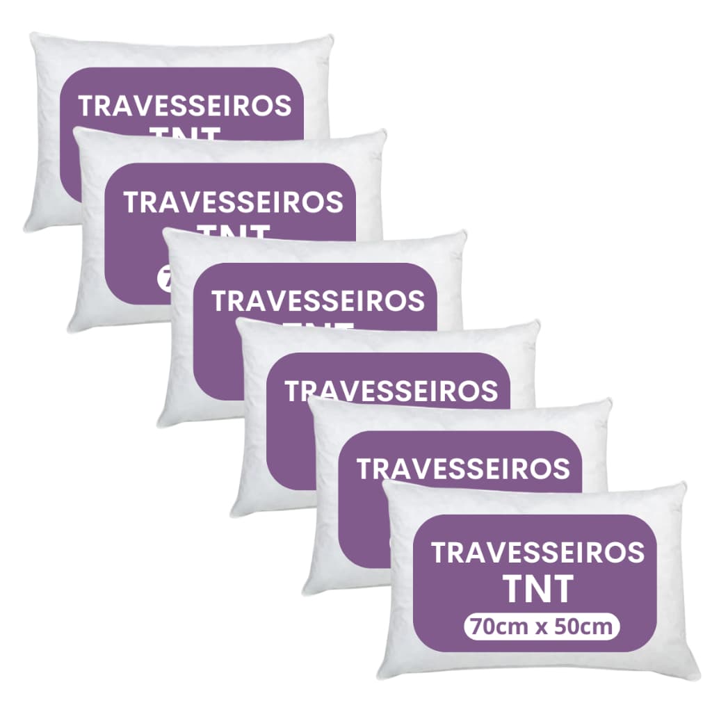 Kit 6 Travesseiro Alto Firme Antialergico 50x70cm extra macio tecido TNT