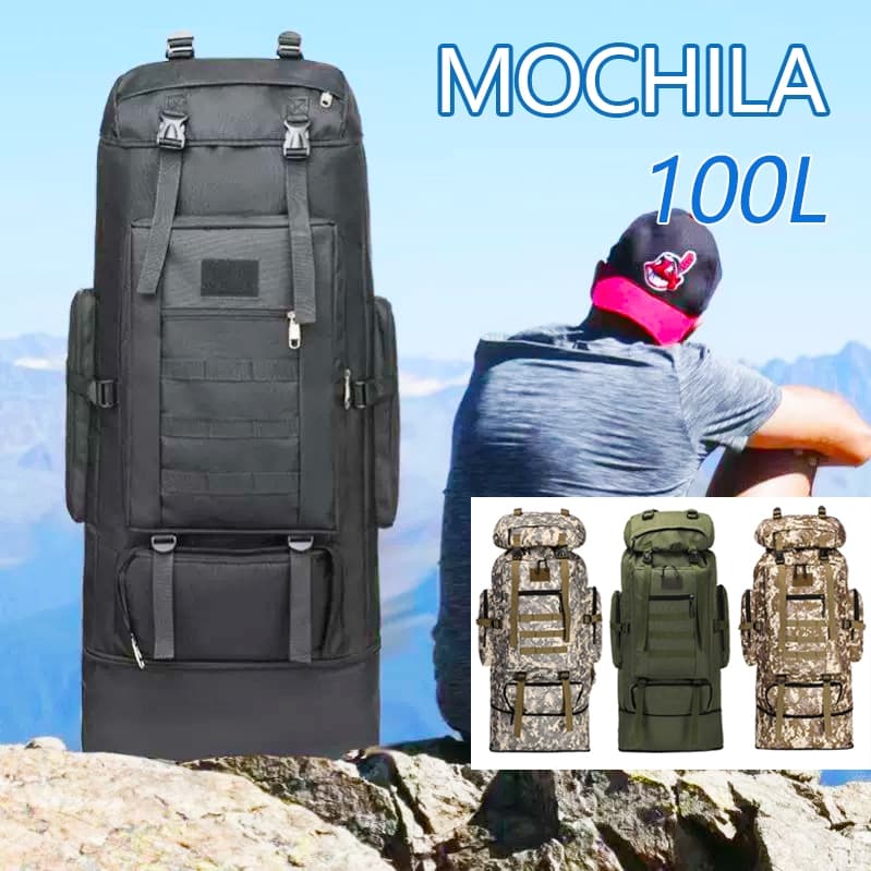 Mochila 100L de Lona Masculina Grande Reforçada Impermeável Camping Qualidade Resistênte Viagem