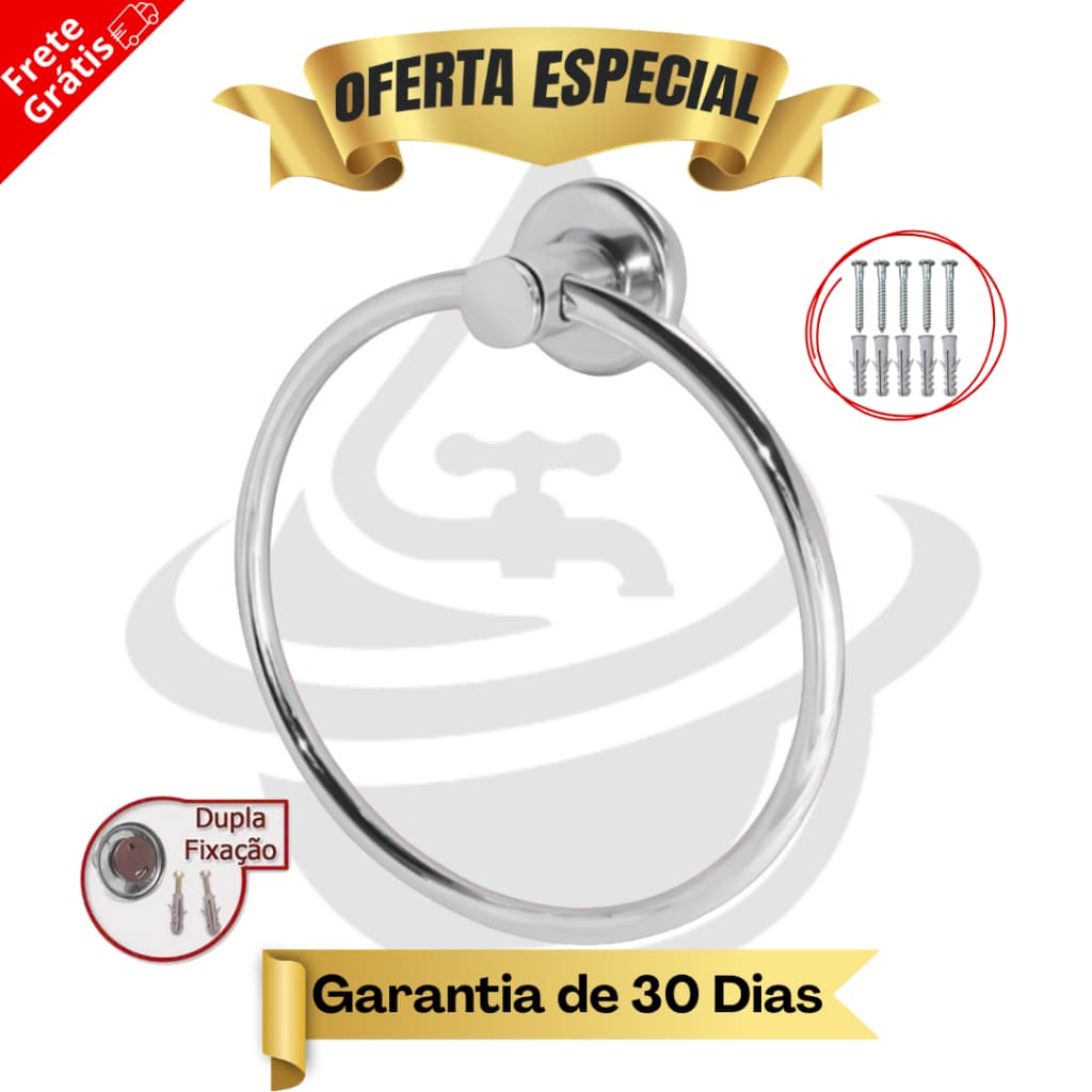 Porta Toalhas Toalheiro Argola Inox Banheiro Suporte Para Toalhas Anti Ferrujem Fixação Dupla