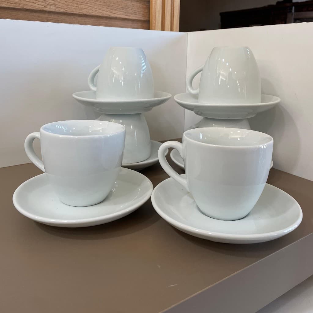 Conjunto 6 Xícaras de Chá 230ml com os pires Porcelana Branca | Karol | Segunda Linha