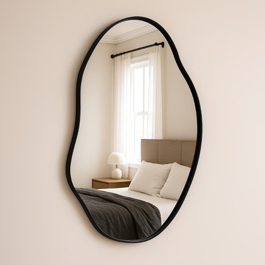 Espelho Orgânico Grande Com Moldura de Alumínio 90x60cm Lopazzi Pinterest Decoração Quarto Sala