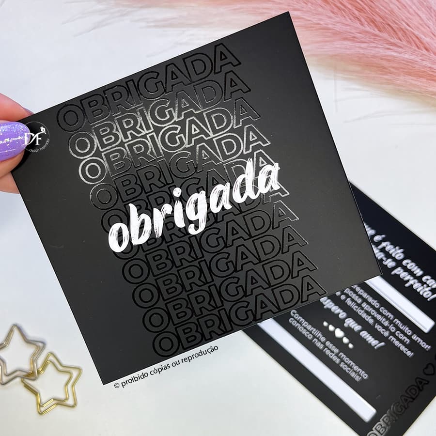 Postal de Agradecimento ao Cliente PRETO - Obrigada