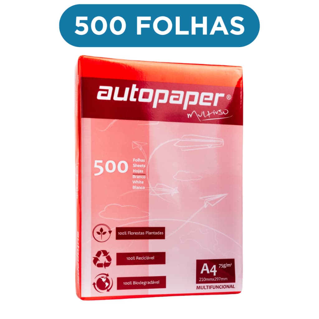 500 Folhas Papel A4 Sulfite Office 210x297 75g Resma Autopel
