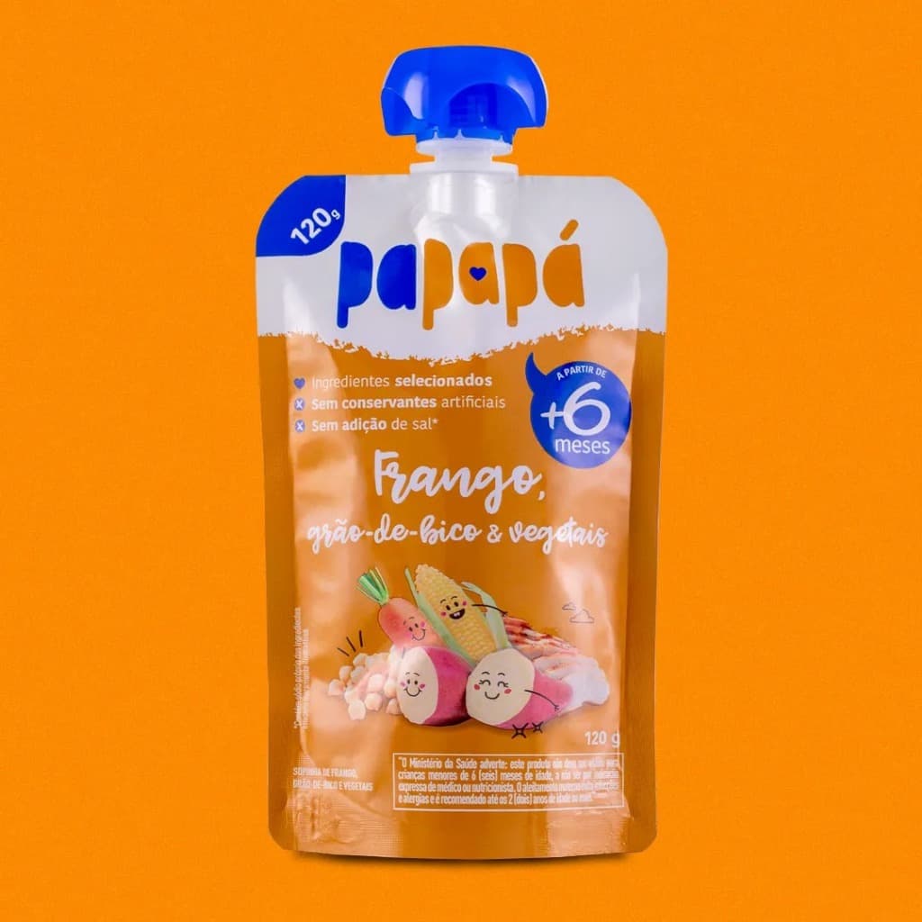 Papinha orgânica de frango, grão de bico e vegetais - PAPAPÁ