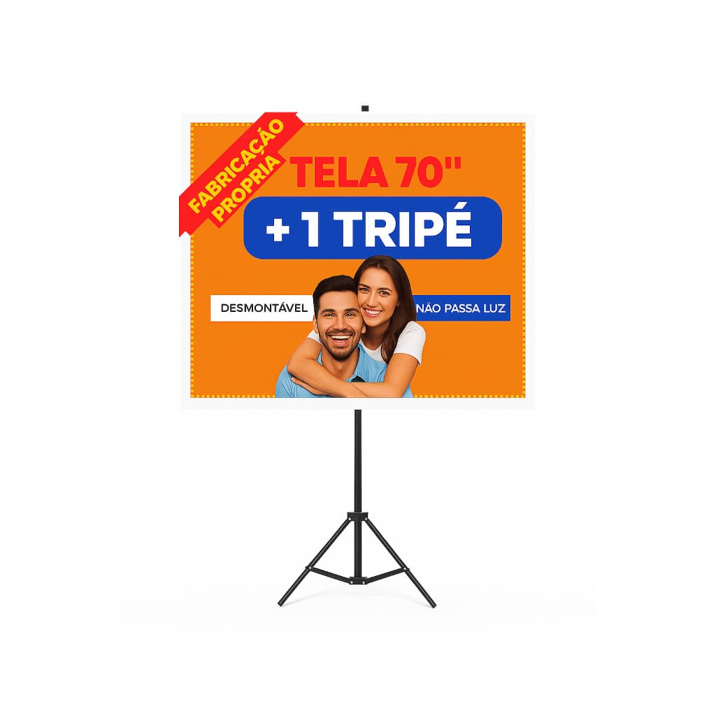 TELA 70" POLEGADAS LONA PROJETOR DATA SHOW + TRIPÉ . IDEAL PARA IGREJAS APRESENTAÇÕES