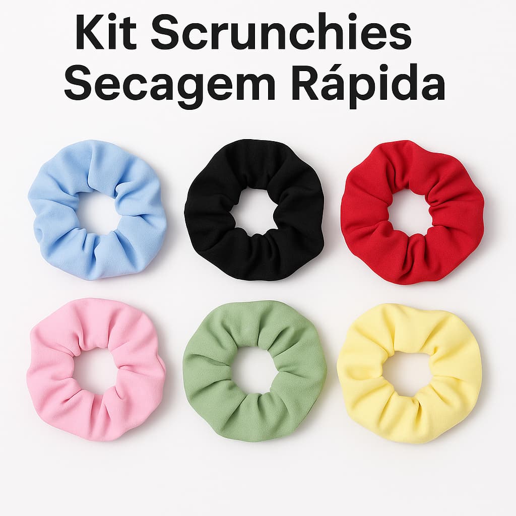 Kit  6/ 12/ 18 e 24 unidades Scrunchies Xuxinha Feminina, Rabicó, Prendedor, Amarrador Elástico de Cabelo Cores Variadas