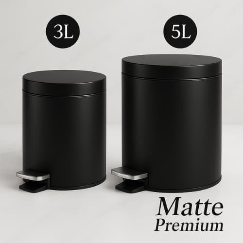Lixeira Matte 3L ou 5L Preta Cinza Branca Powermaid