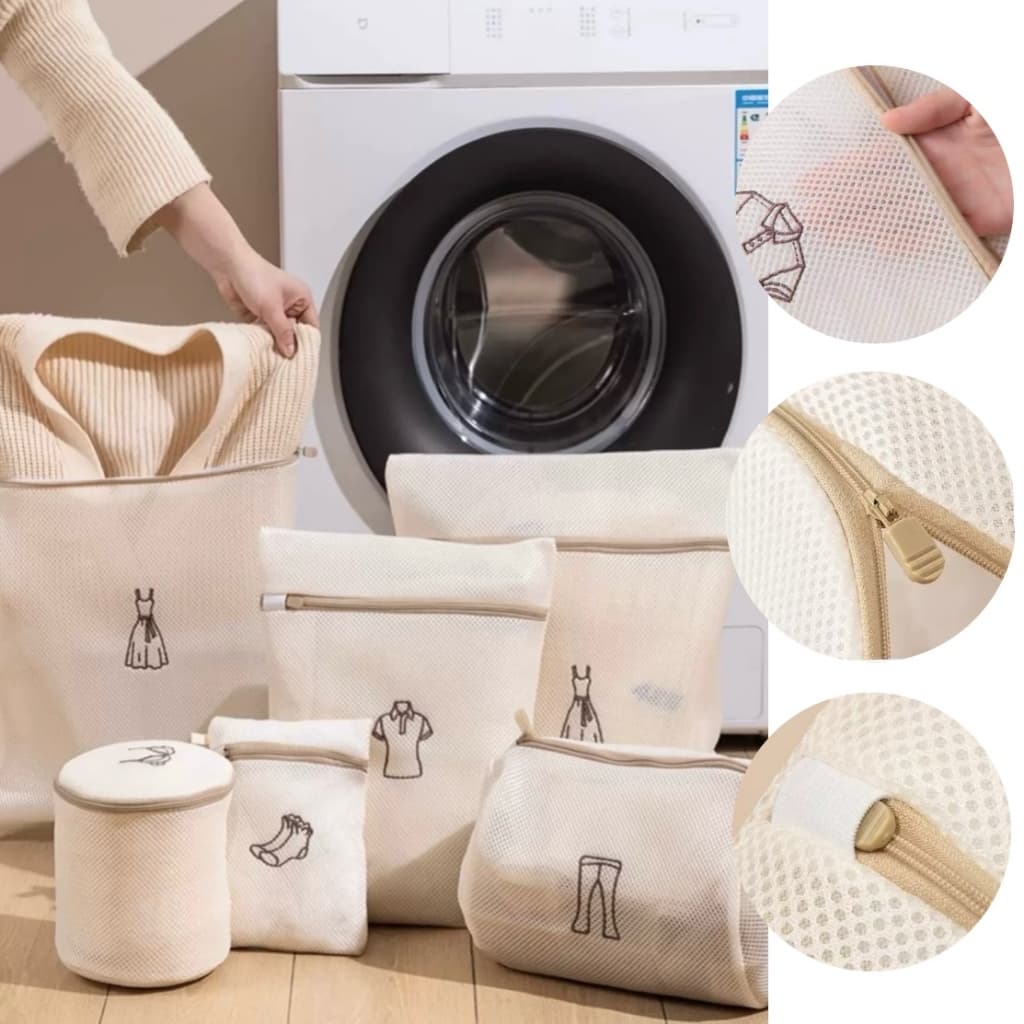 Kit 6 Sacos Lava Roupa Facil Para Máquina de Lavar Delicadas  Íntimas Organizador de Roupas Ziper