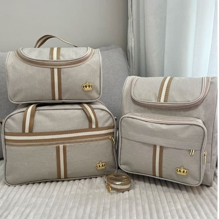 Kit Bolsa Maternidade 03 peças Classic Bege