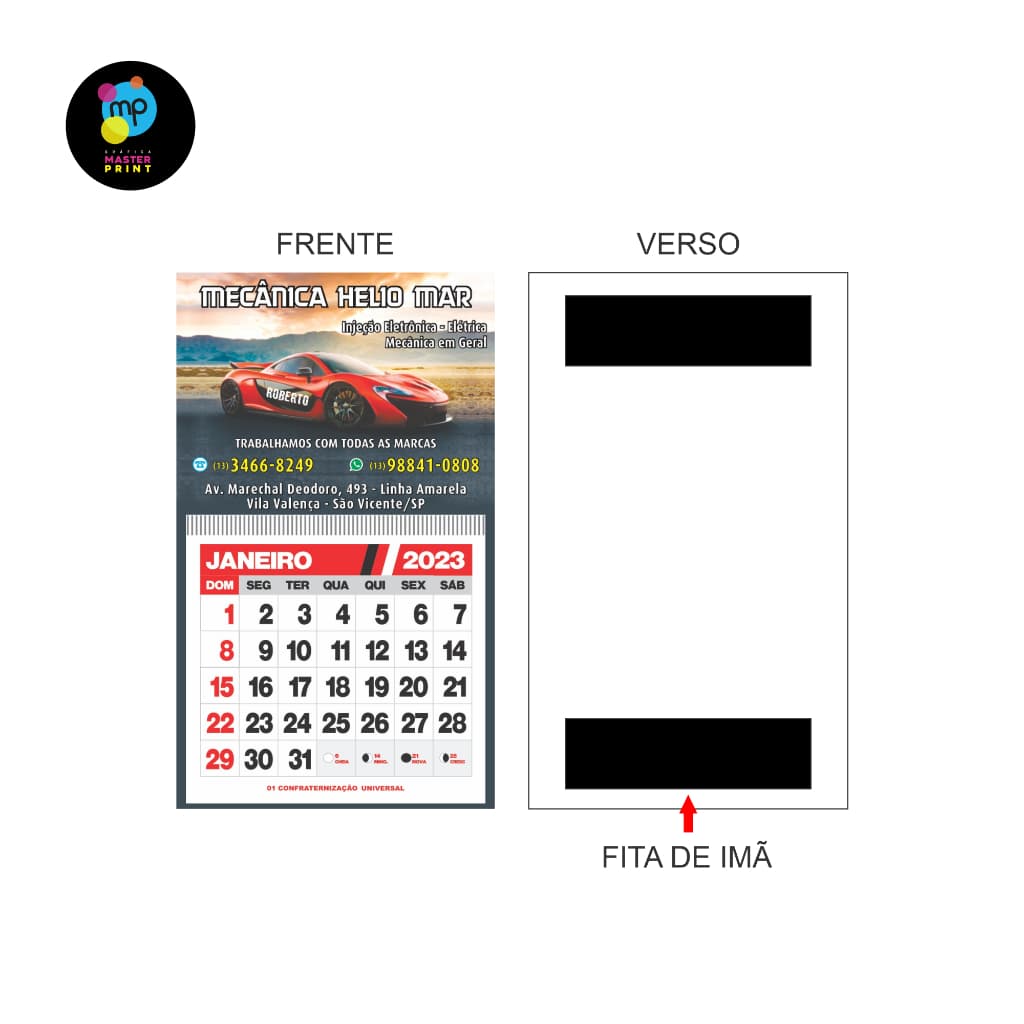 Folhinha Postal c/ Bloco e Imã 2026