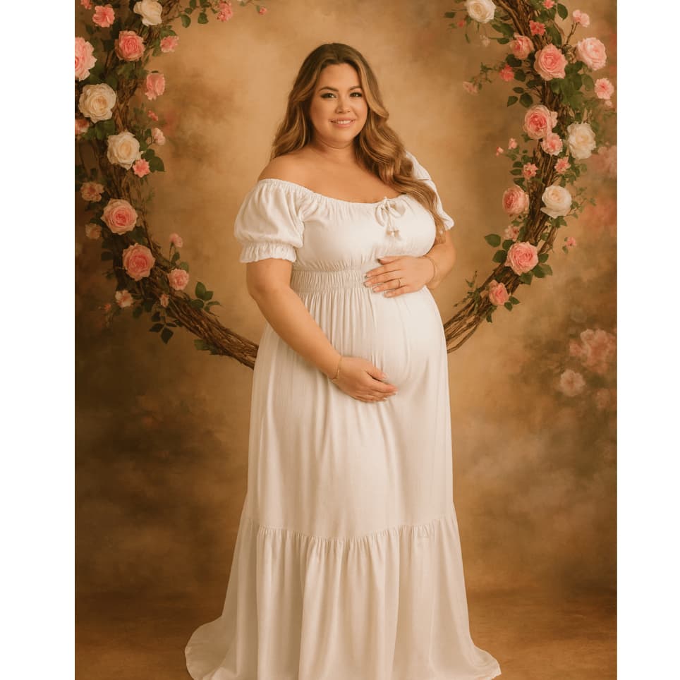 Vestidos Longo Gestante Ensaio Fotográfico Chá Revelação Soltinho Elástico Ajustável Confortável