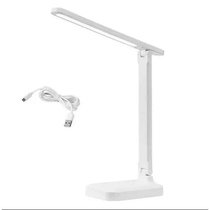Abajur de Mesa LED Dobrável Proteção Olhos 3 Cores Regulável 180° Flexível USB Recarregável leitura