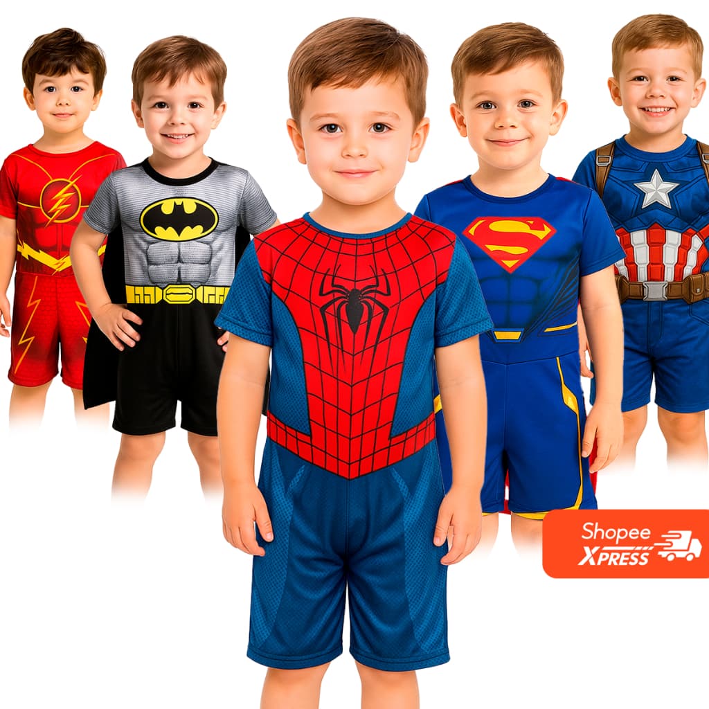Fantasia Menino Super-Heróis Hulk Aranha América Ferro 1 a 8 Anos Envio Imediato