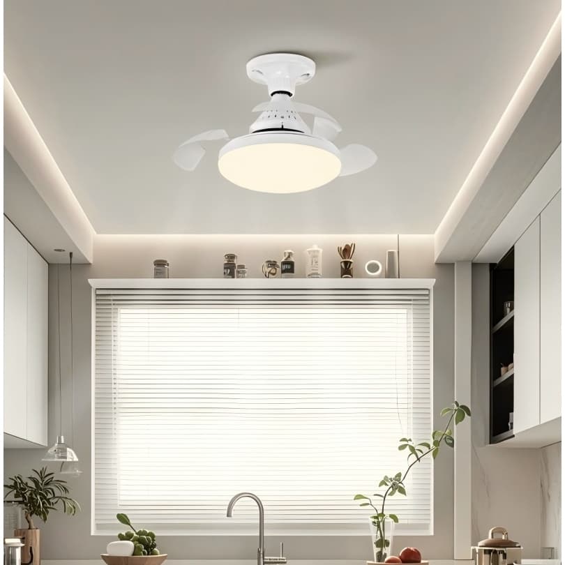 Ventilador de Teto Silencioso 120w Bivolt 3 hélices Retratil Lâmpada de LED 3 cores com Controle