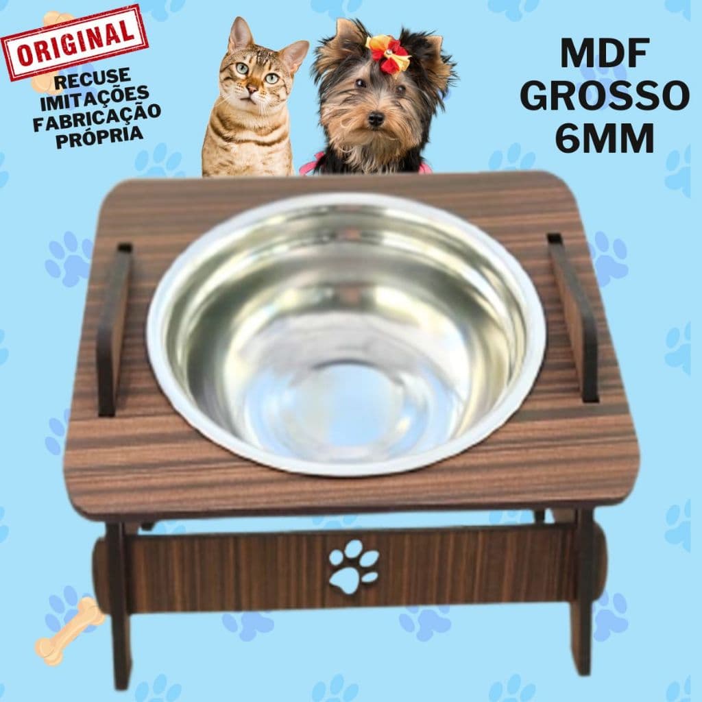 Comedouro Elevado Com TAMPA Pet Tigela Inox  P/ Cães E Gatos