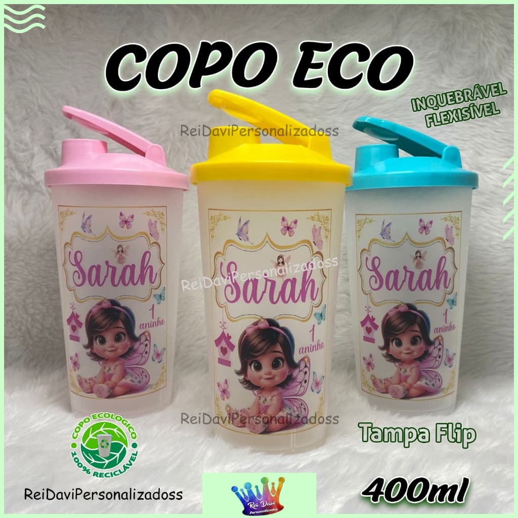 Copos ECOLÓGICOS 400ml Com Tampa FLIP - PERSONALIZADOS (qualquer tema)