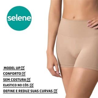Calcinha Boxer Selene Model Up Redutora Sem Costura Cintura Alto Cós Canelado Duplo Modelador