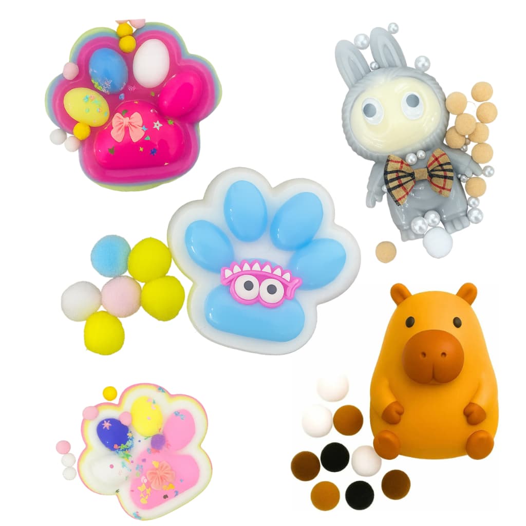 Kit Áte 4 Squishy Brinquedo  Alívio Estresse Apertar Bichinho Macio Brinquedo Anti Stress TabaSquishy