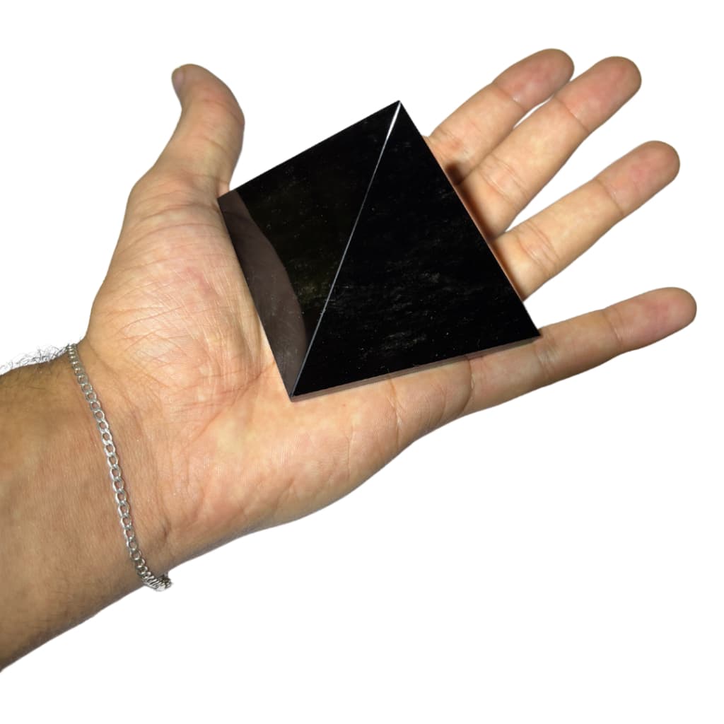 Pirâmide de Obsidiana Pedra Natural Preta Cristal Gerador Mística Escudo de Negatividade