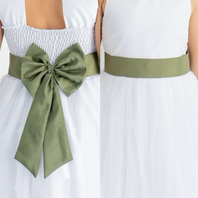 Faixa  e Laço Dama de Honra Infantil Acessório Para Vestido Festa Verde Oliva Militar REF4196