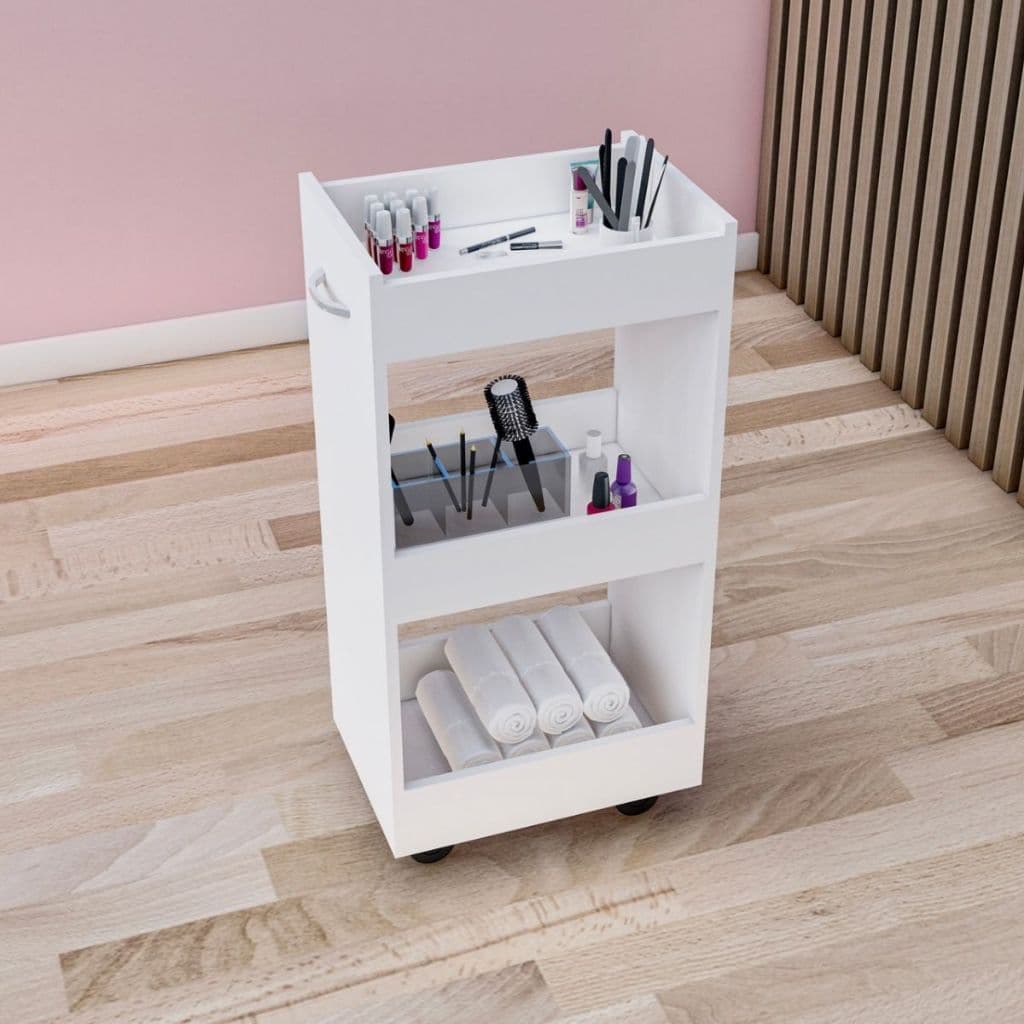 Carrinho Auxiliar Multiuso Salão De Beleza Lash Cilios Estética Manicure Pedicure Unha Gel