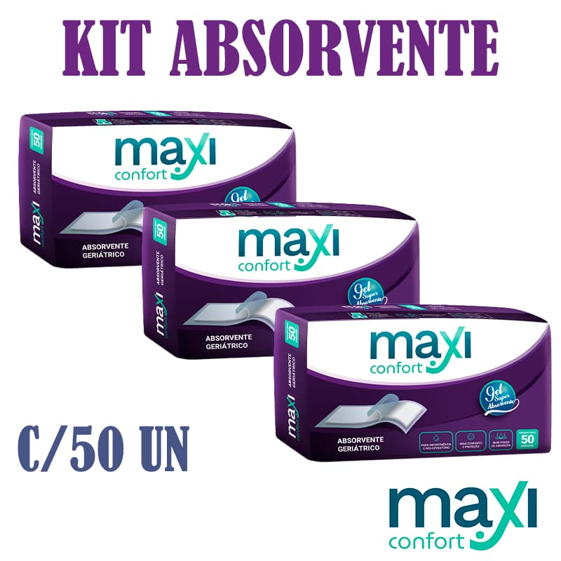 Kit 3 Absorvente Geriátrico Maxi Confort C/50 Un Direto Da Fabrica