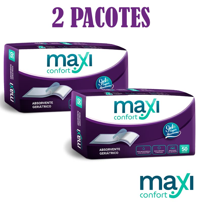Kit 2 Absorvente Geriátrico Maxi Confort C/50 Un Direto Da Fabrica