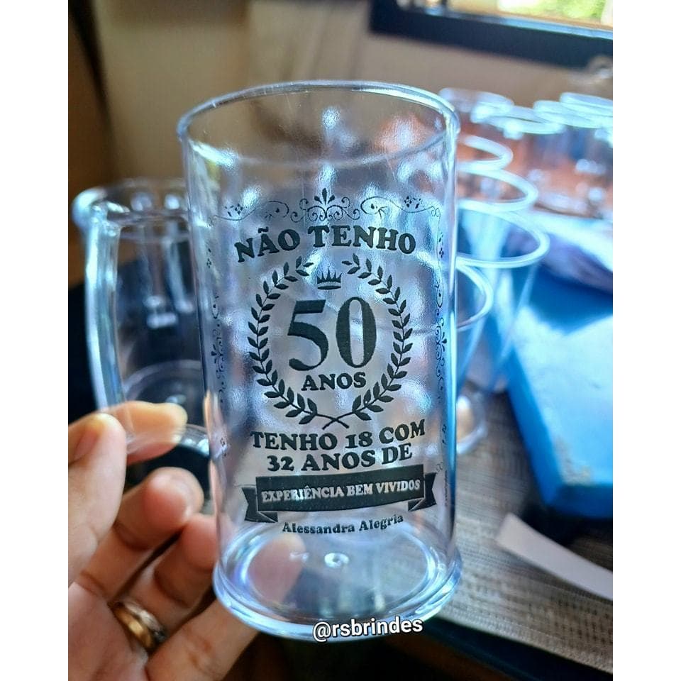 50 Canecas PERSONALIZADAS Transparentes 300ml Impressão direta
