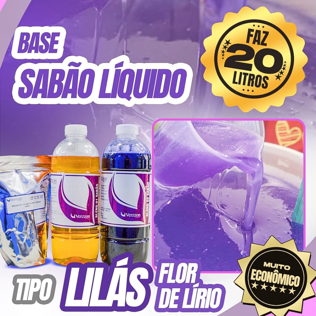 Base Kit VERZZON Completo para 20L de Sabão FLOR DE LÍRIO PREMIUM